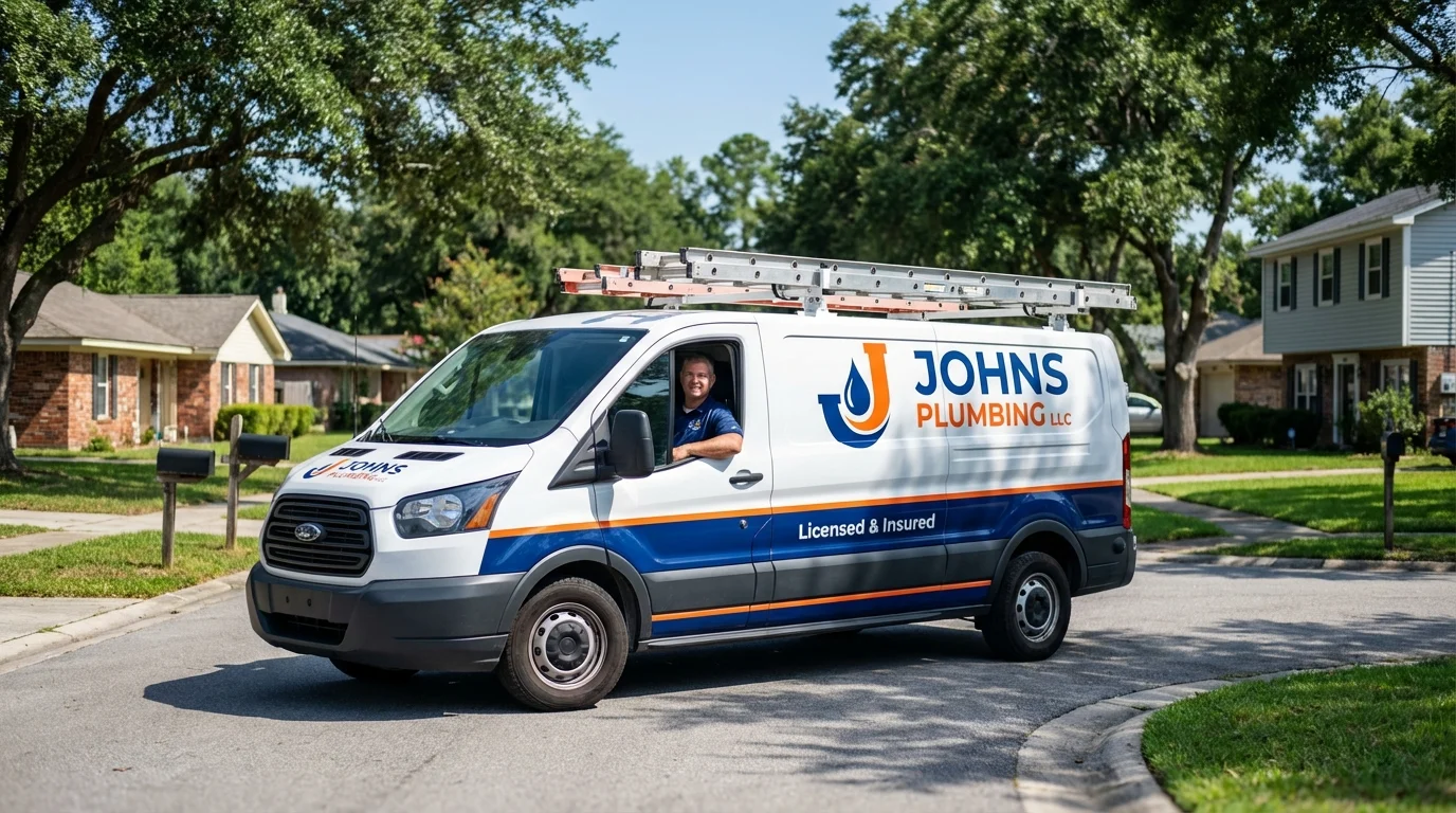 Johns Plumbing LLC service van in Greenwood Lake, NY