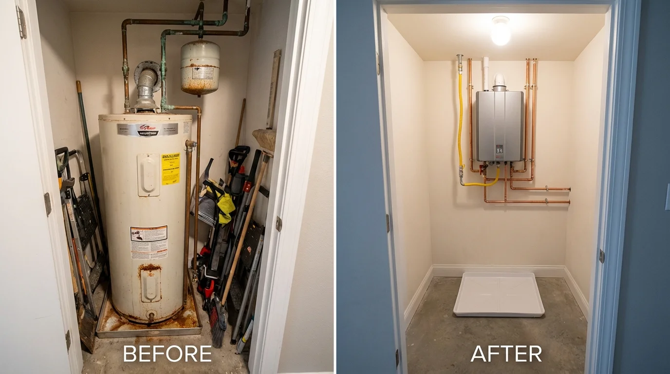 Tank water heater versus wall-mounted tankless unit comparison for Greenwood Lake, NY homeowners